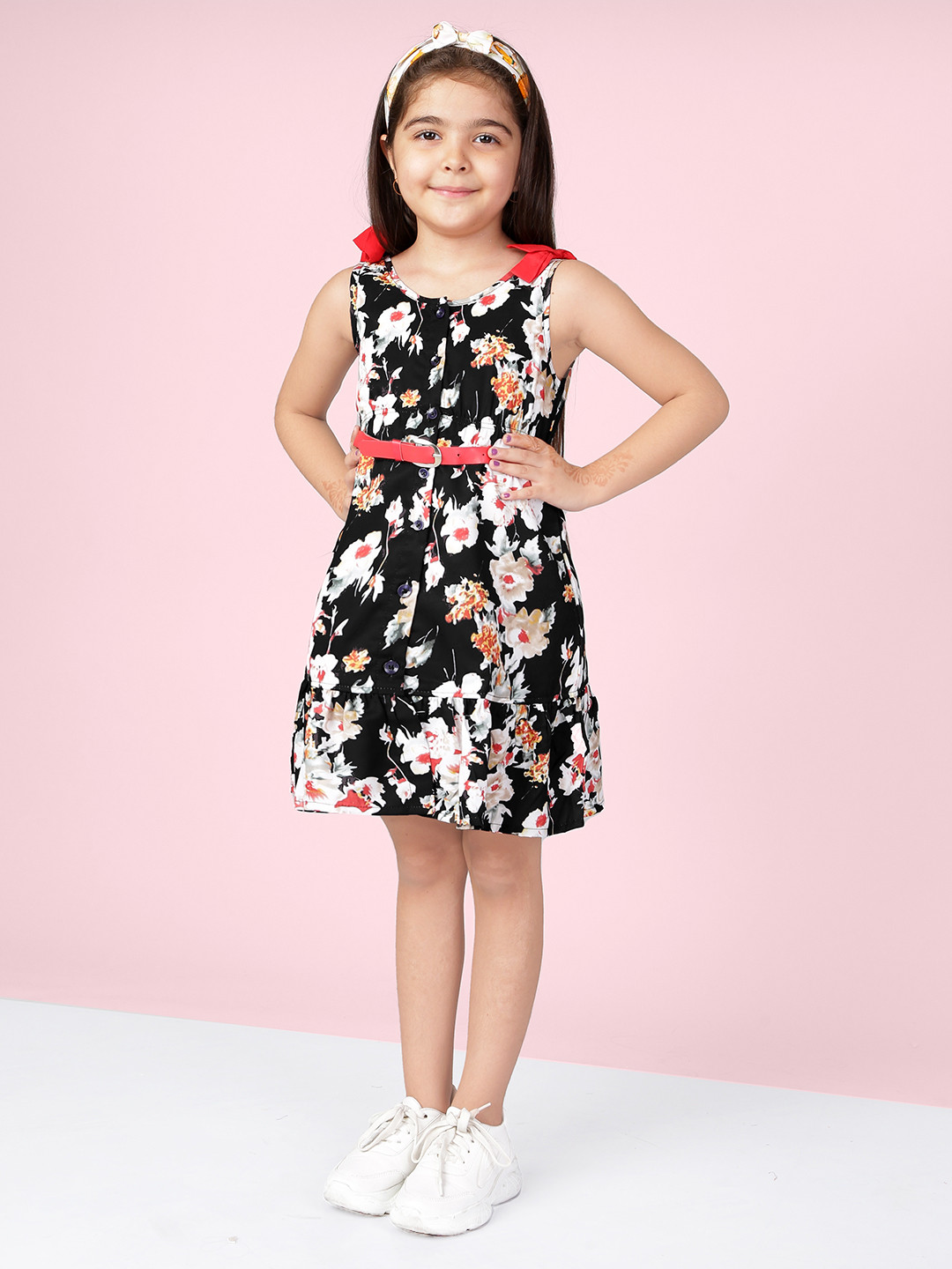

Naughty Ninos Black & White Floral Printed A-Line Mini Dress