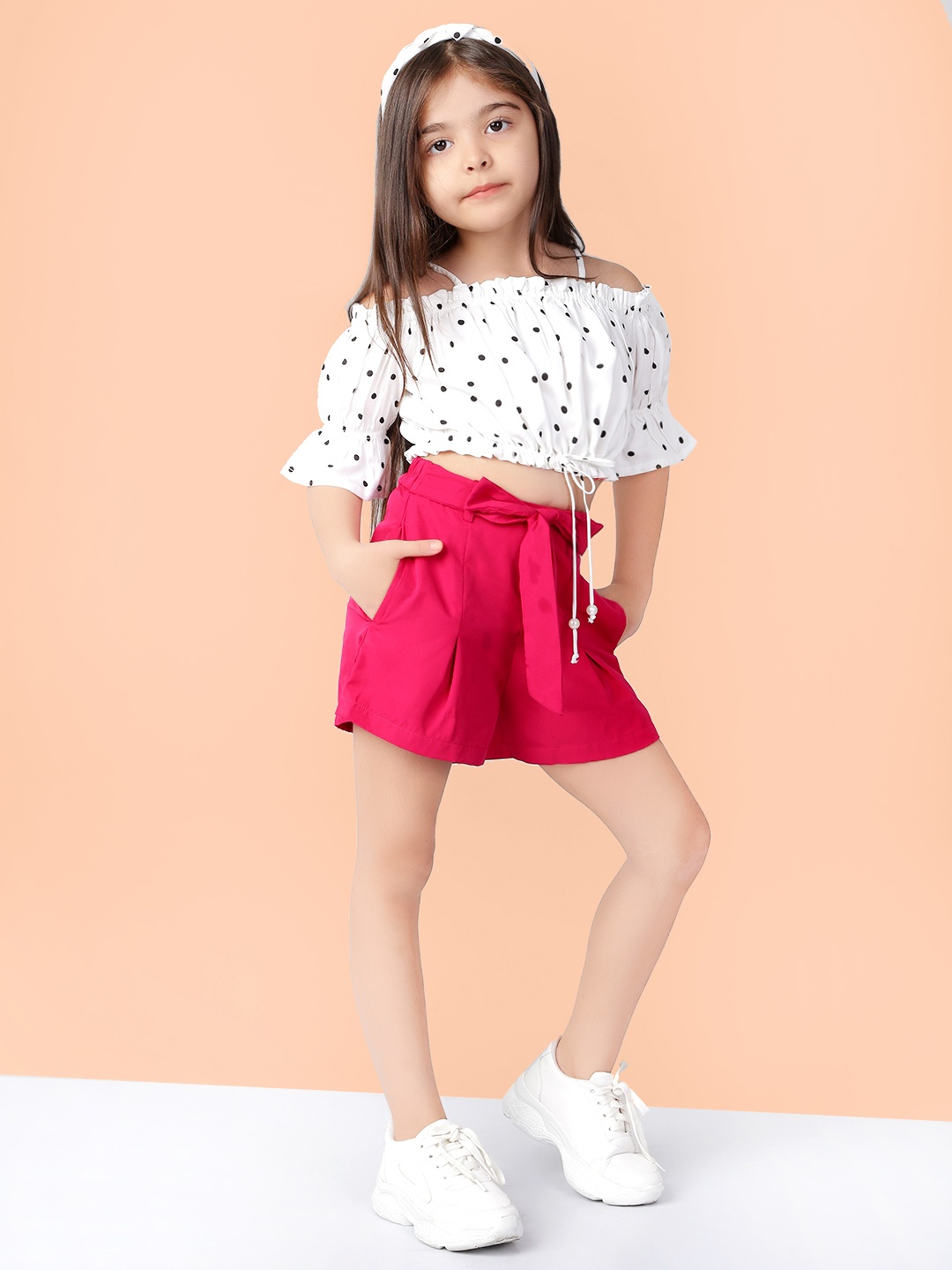 

Naughty Ninos Girls White & Pink Printed Top with Shorts