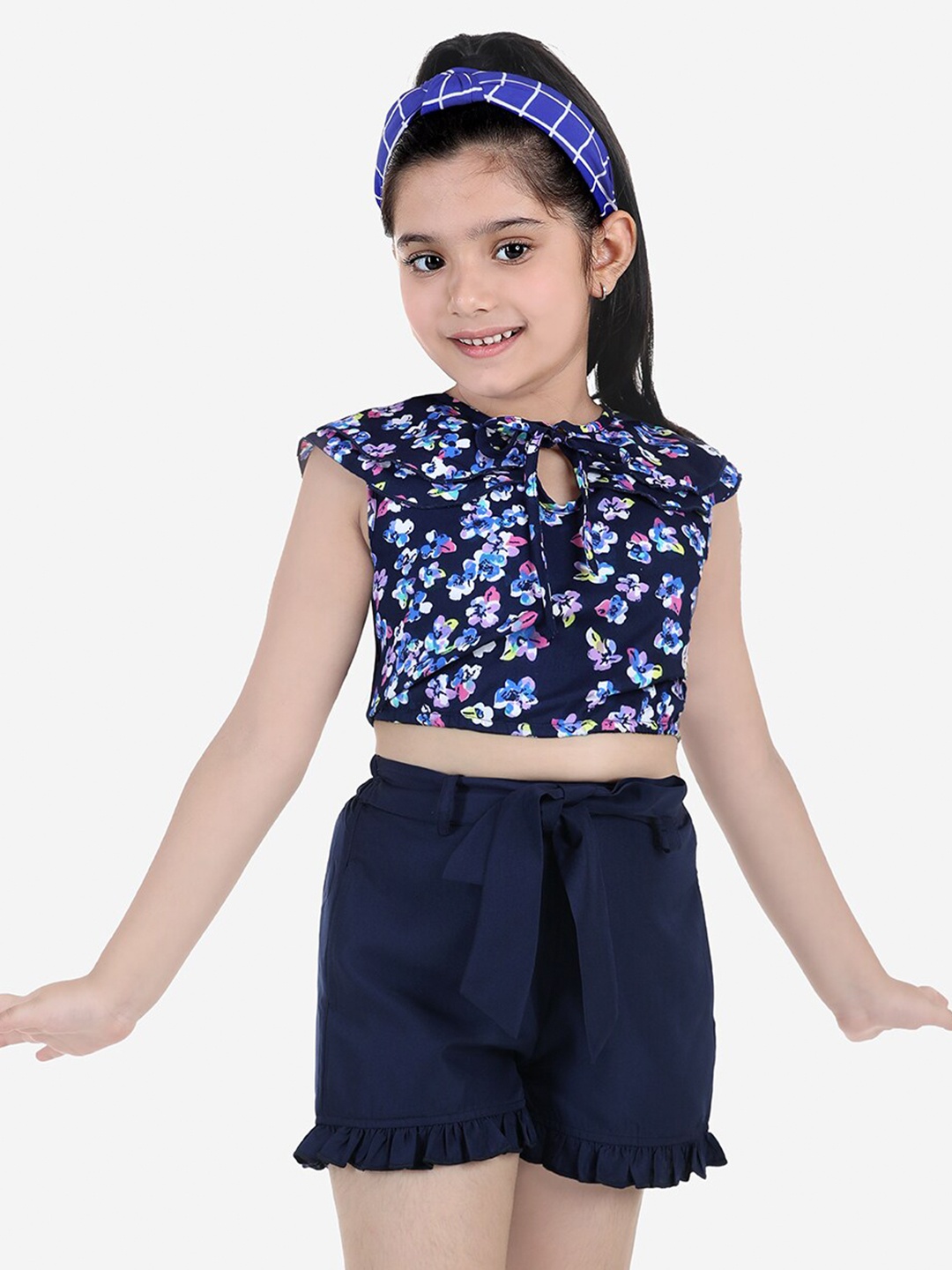 

Naughty Ninos Girls Navy Blue Printed Co-Ords