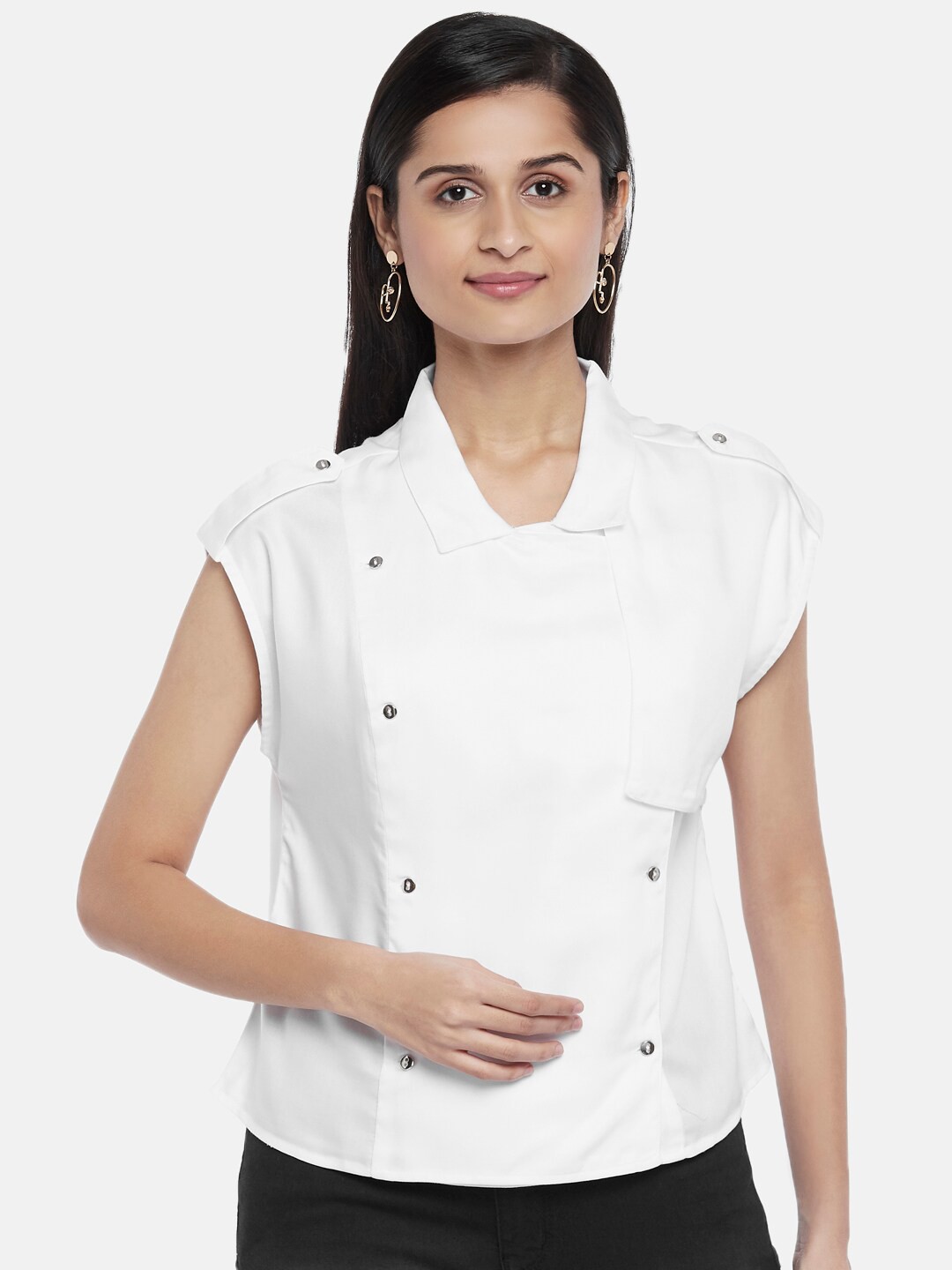 

SF JEANS by Pantaloons Women White Shirt Style Top