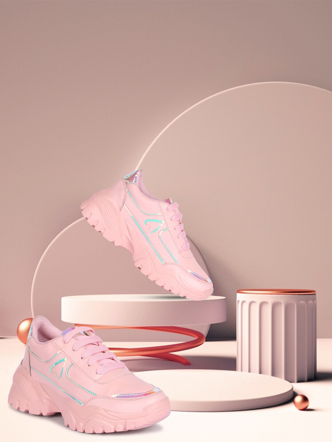 

ZAPATOZ Woman Pink Printed PU Sneakers