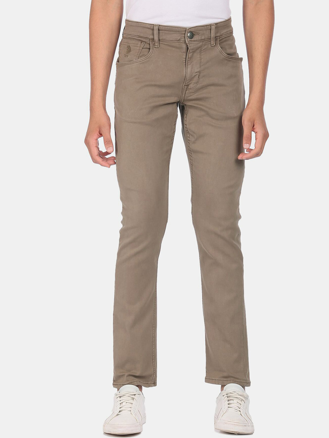 

U.S. Polo Assn. Denim Co. Men Brown Solid Tapered Fit Stretchable Jeans