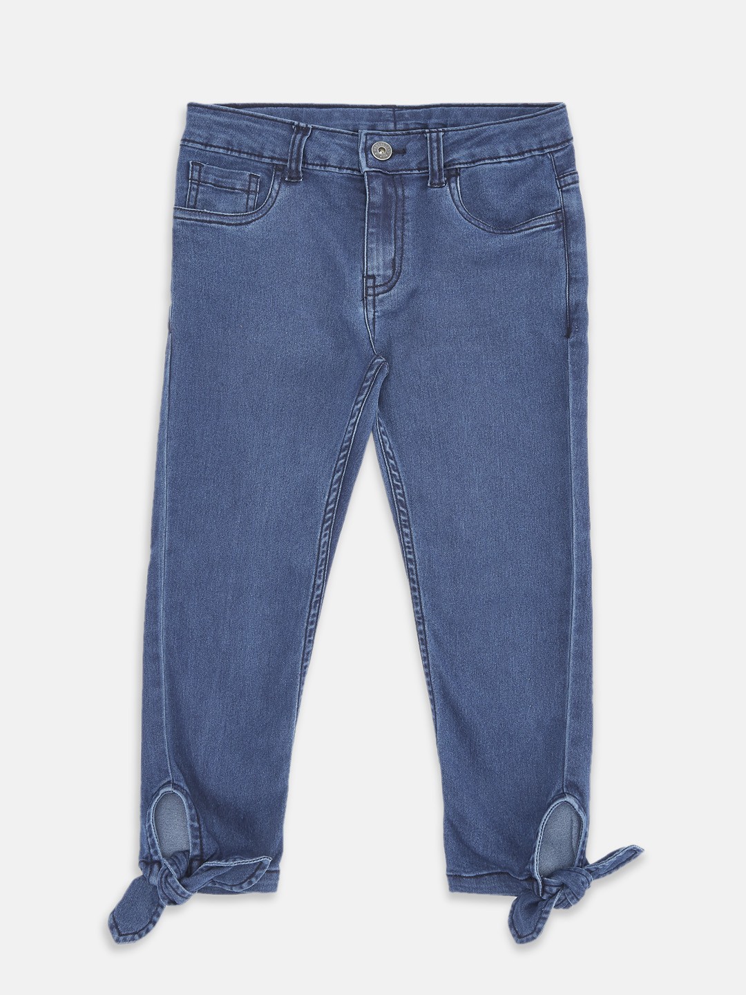

Pantaloons Junior Girls Blue No Fade Regular Fit Clean Look Jeans