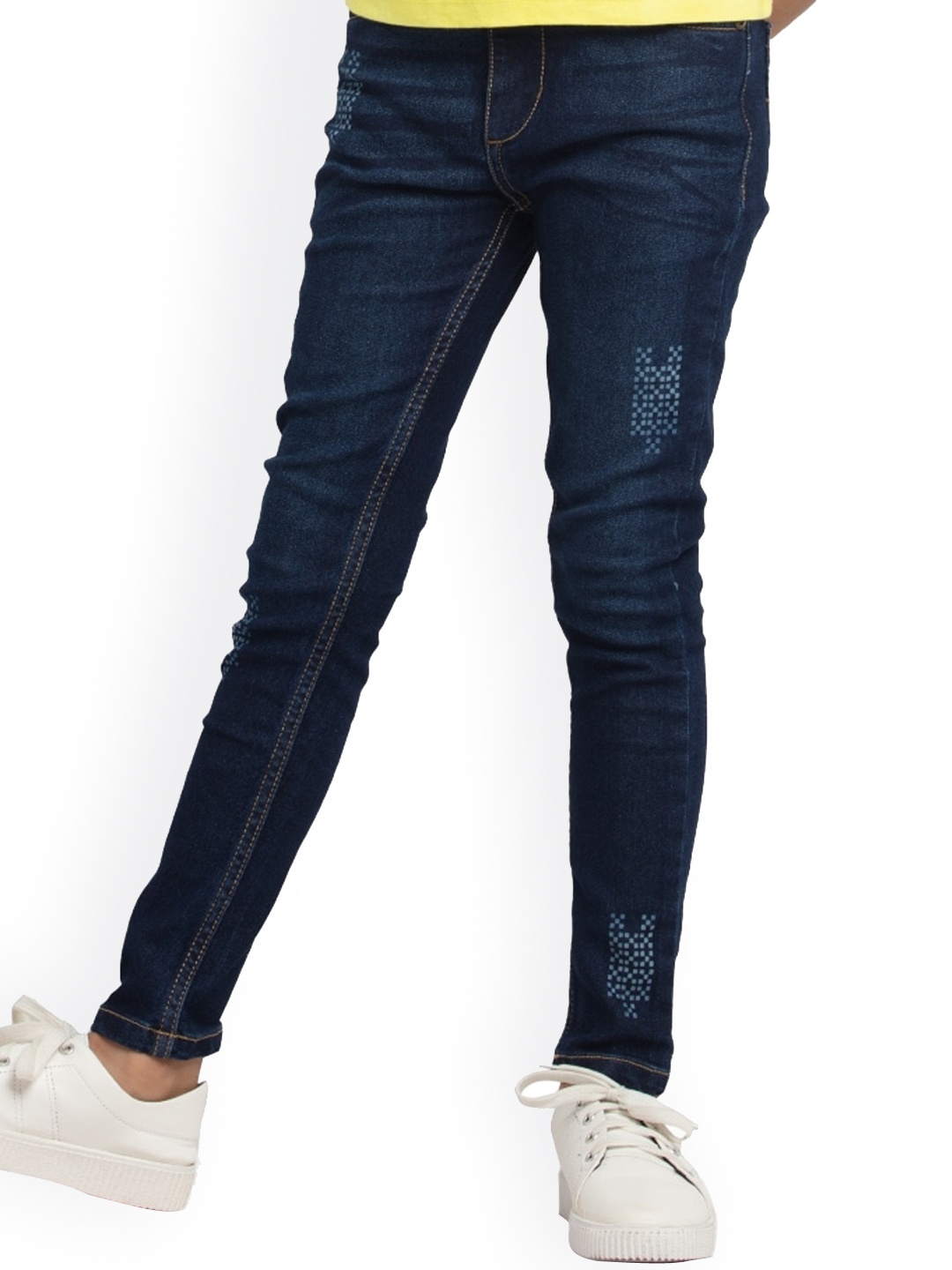 

UNDER FOURTEEN ONLY Girls Blue Skinny Fit Low Distress Light Fade Jeans