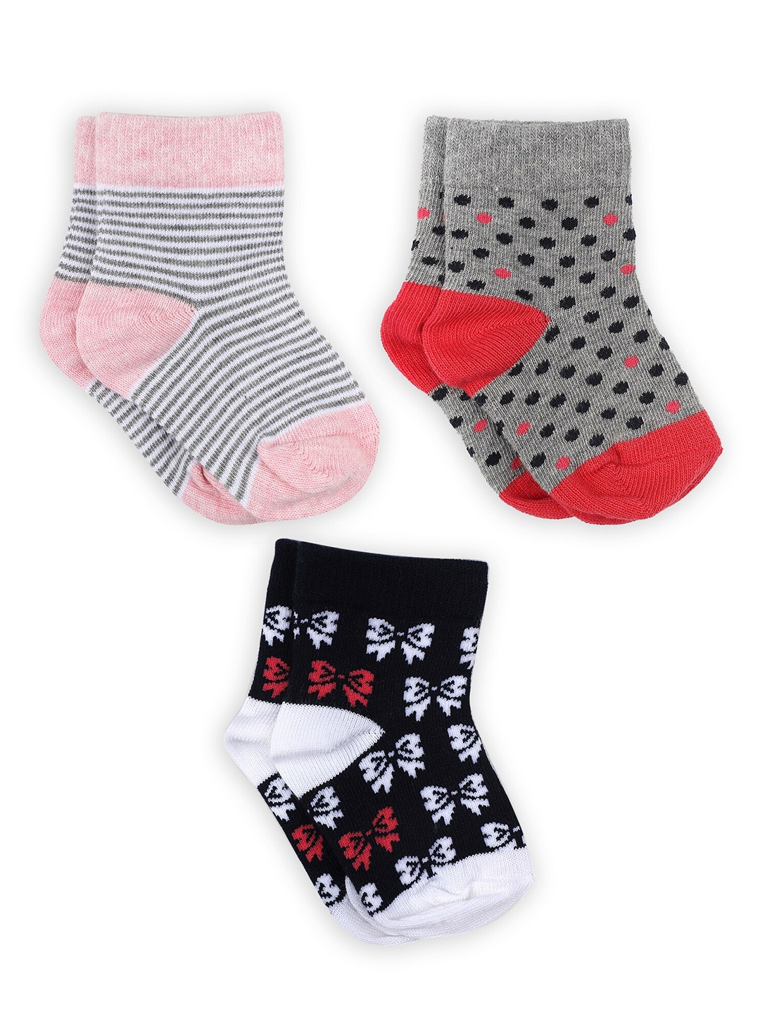 

Bodycare Pack Of 3 Girls Patterned Anti-Bacterial Above Ankle Socks, Multi