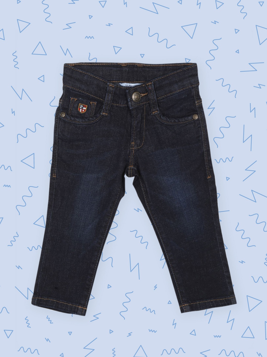 

U.S. Polo Assn. Kids Boys Blue Slim Fit Low Distress Light Fade Jeans