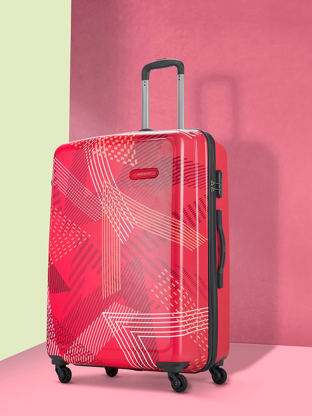 

Aristocrat Printed Dual Edge 360 Large Trolley Suitcase - 75 cm, Red