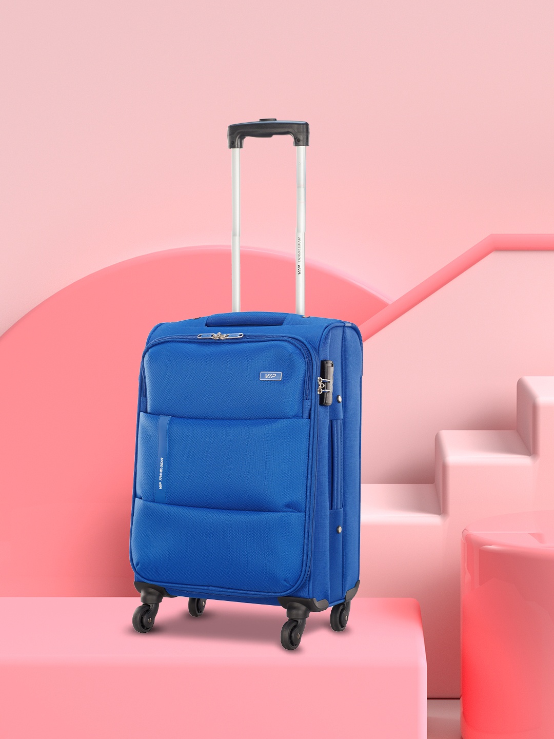 

VIP Widget Solid Medium 360 Degree Rotatable Trolley Suitcase, Blue