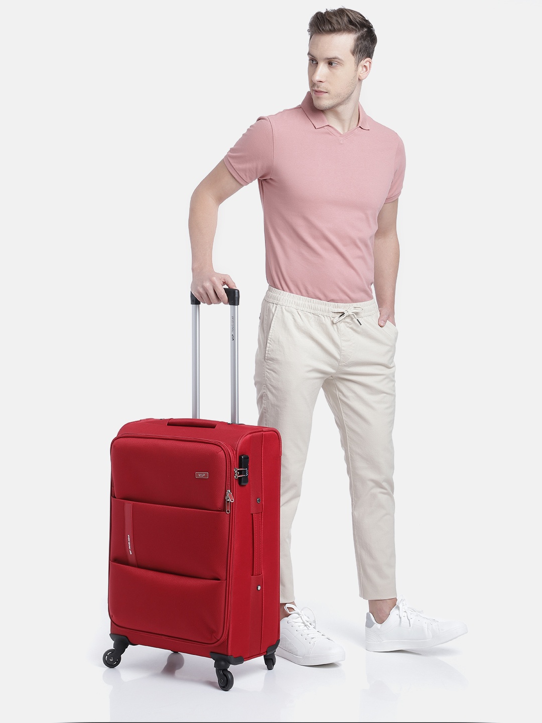 

VIP Widget Solid Medium 360 Degree Rotatable Trolley Suitcase, Red