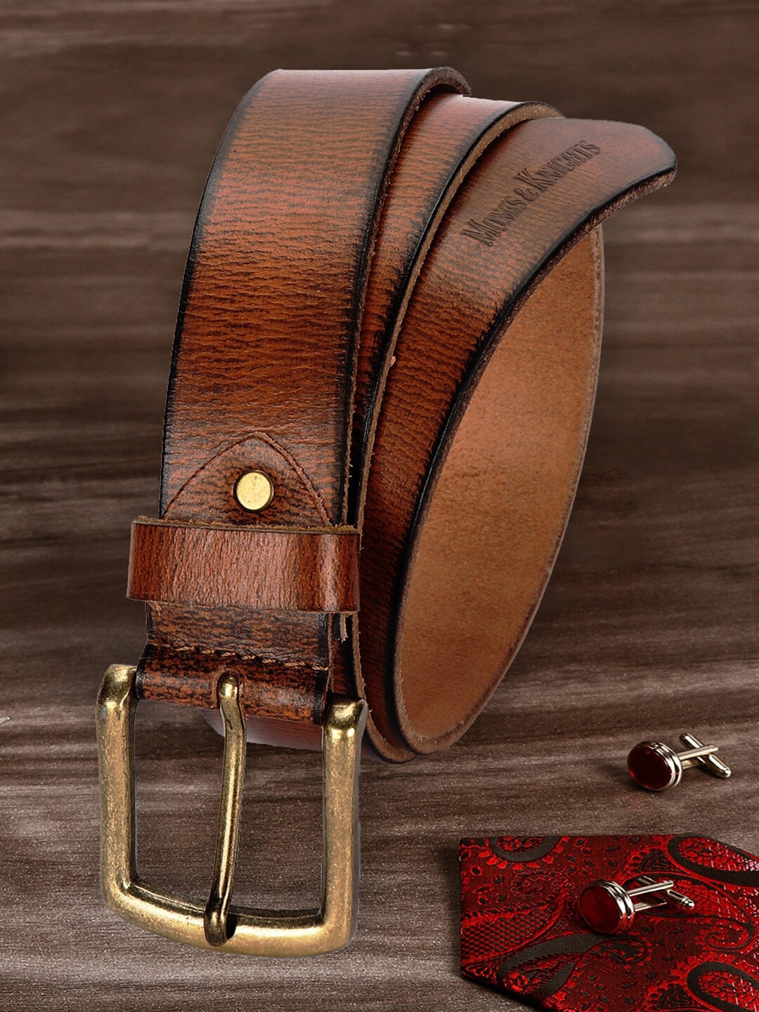 

MONKS & KNIGHTS Men Brown Leather Belt