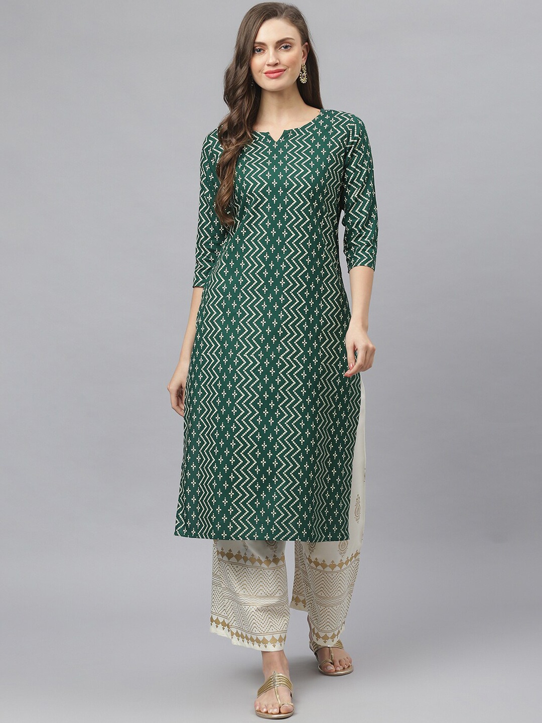 

Stylum Women Green Geometric Printed Kurta