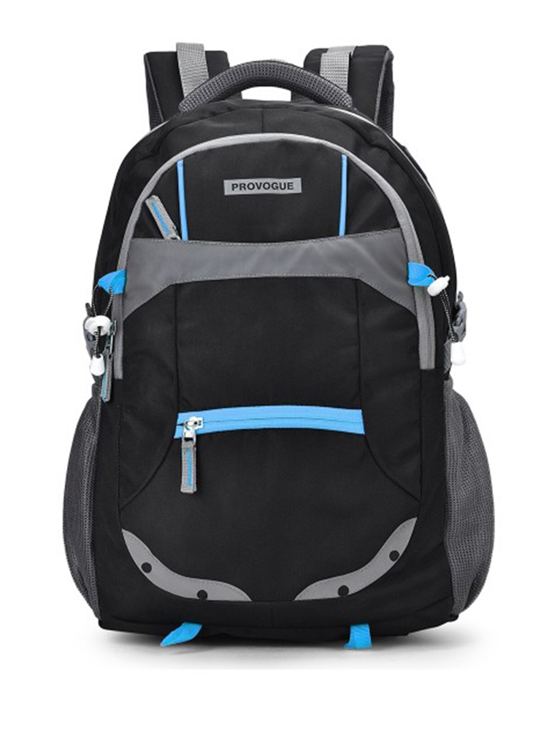 Provogue Unisex Black & Blue Brand Logo Backpack with Reflective Strip