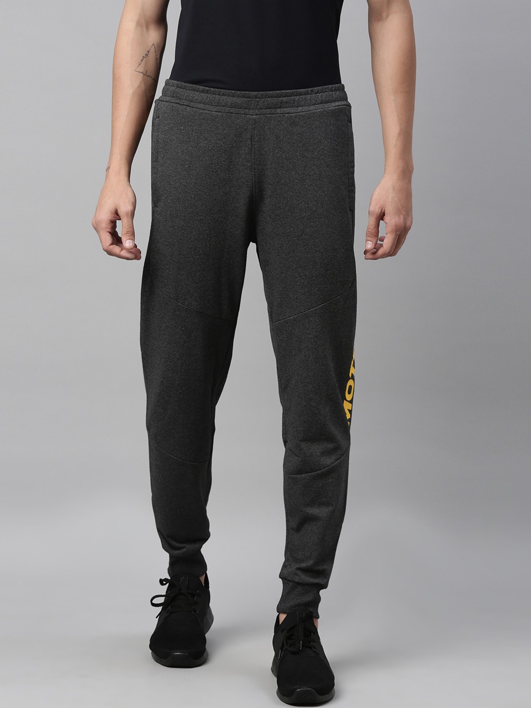 

FILA Men Charcoal Grey Solid Cotton Joggers
