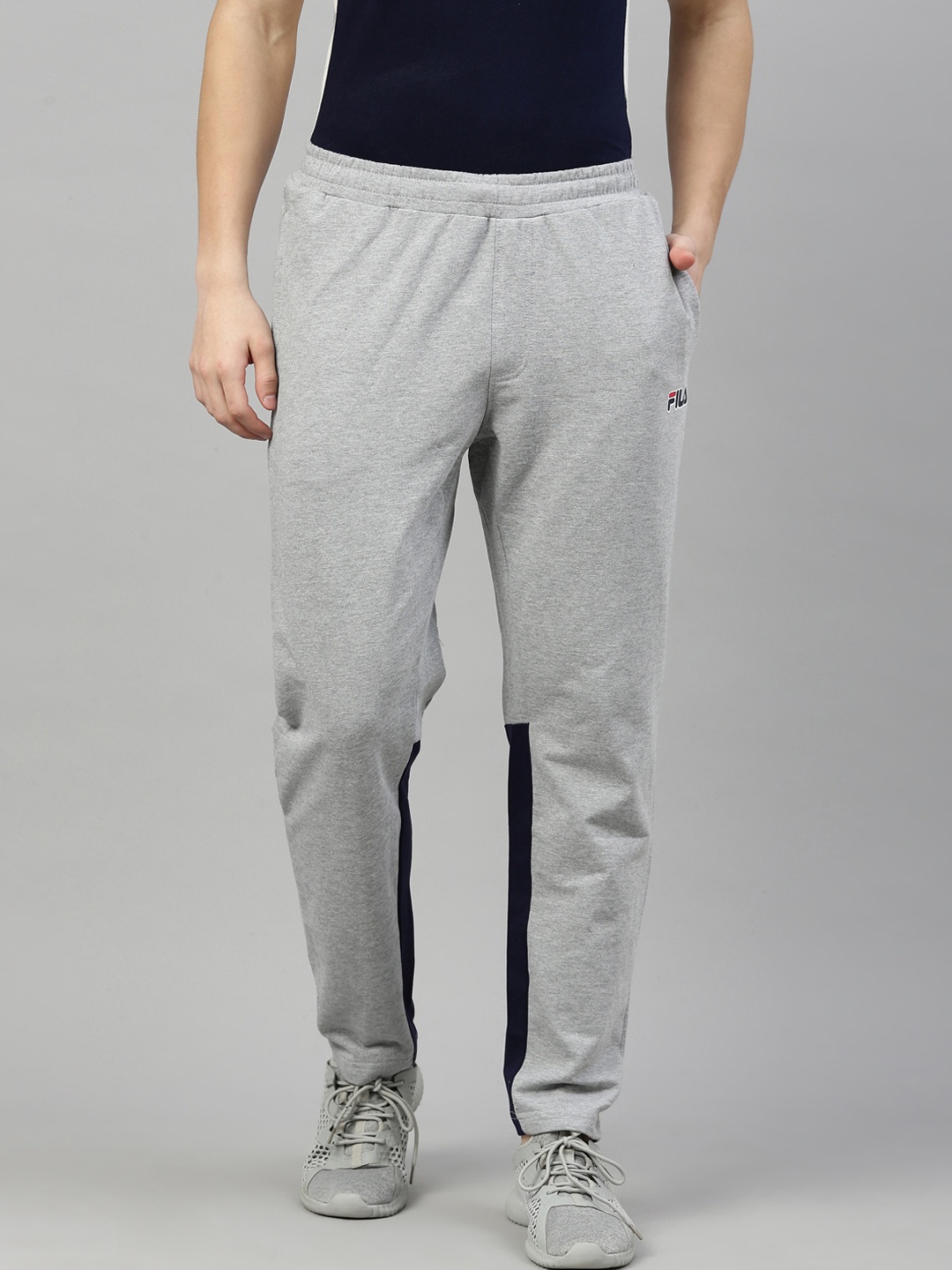 

FILA Men Grey Solid Cotton Track Pants