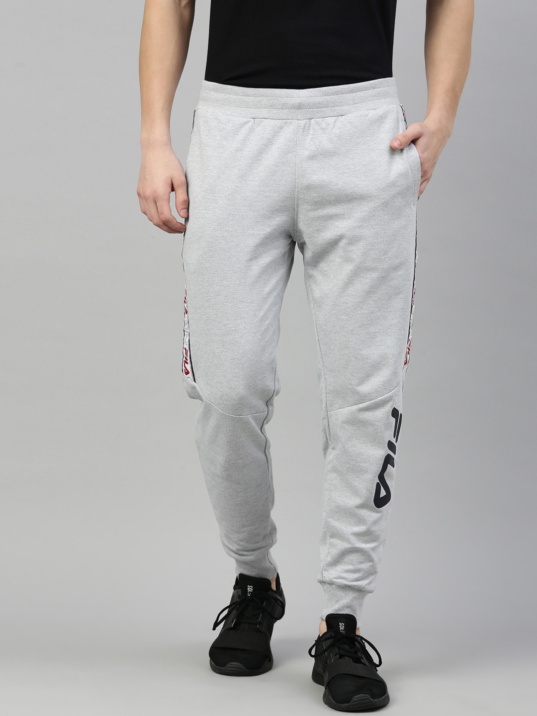 

FILA Men Grey Solid Cotton Joggers