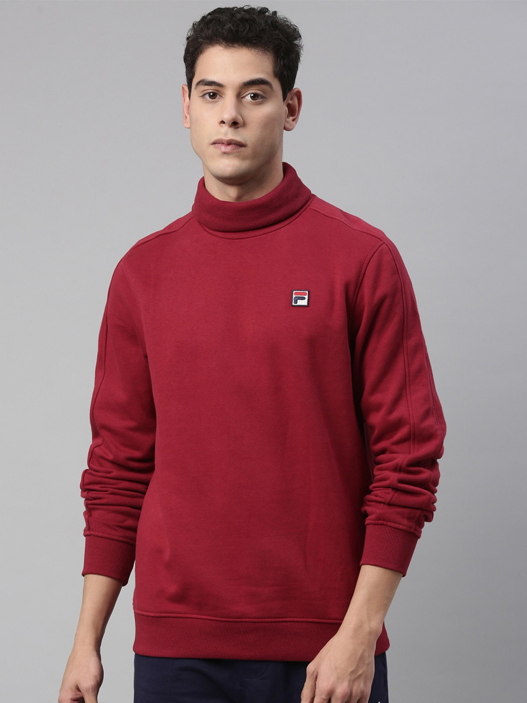 

FILA Men Maroon Cotton Sweatshirt