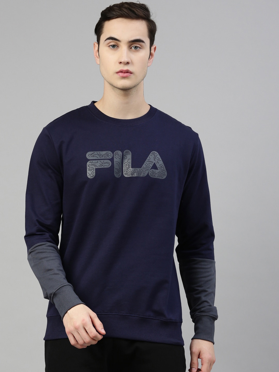 

FILA Men Blue Printed Sweatshirt