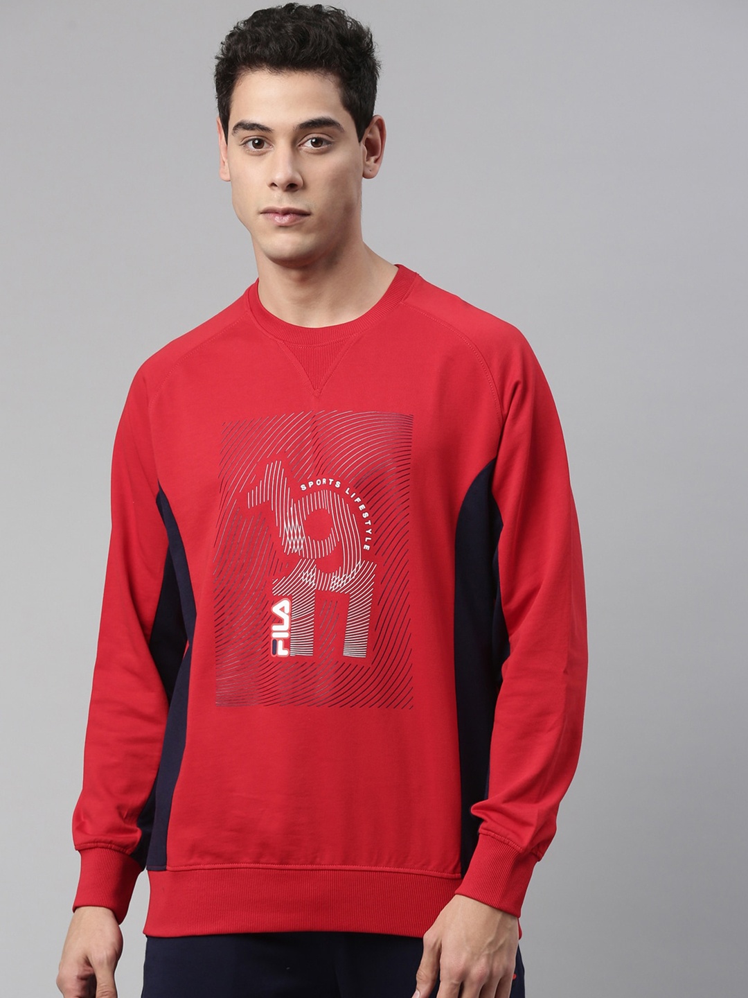 

FILA Men Red & Silver-Toned Printed Sweatshirt