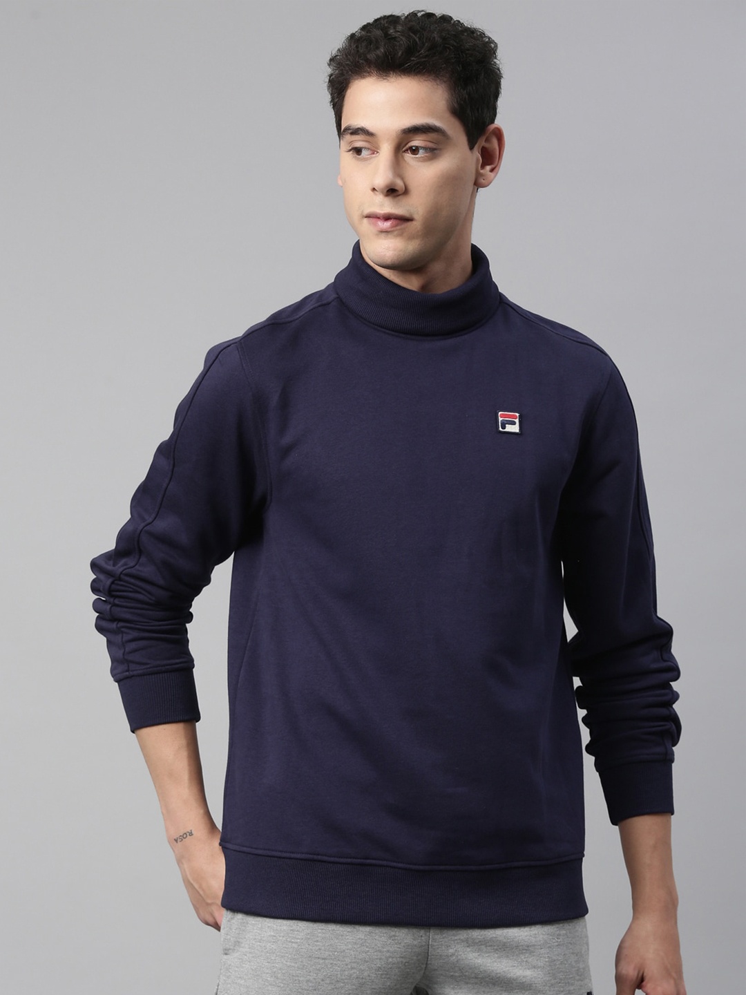 

FILA Men Blue Solid Sweatshirt
