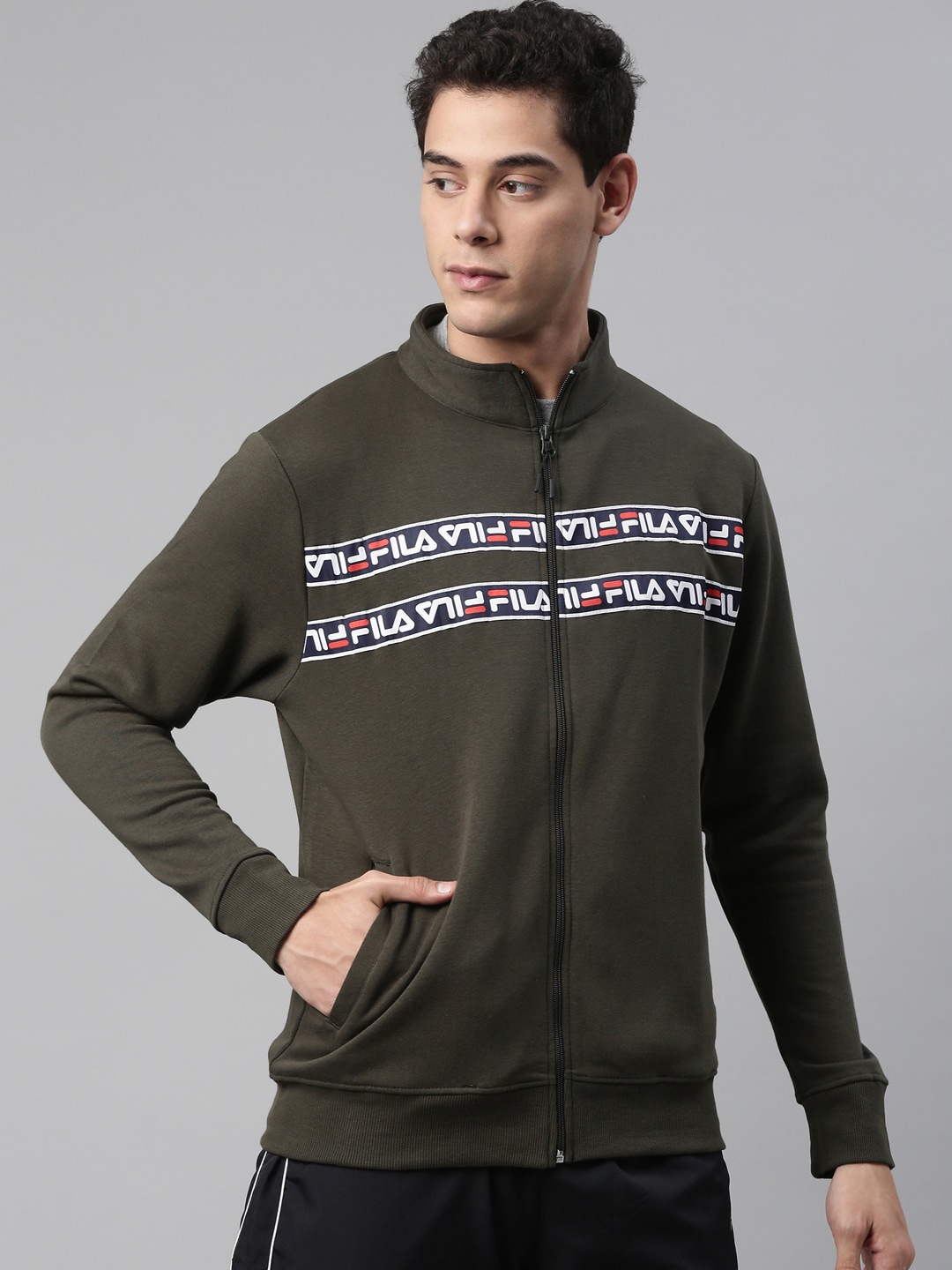 

FILA Men Olive Green Printed Paddy Sweatshirt