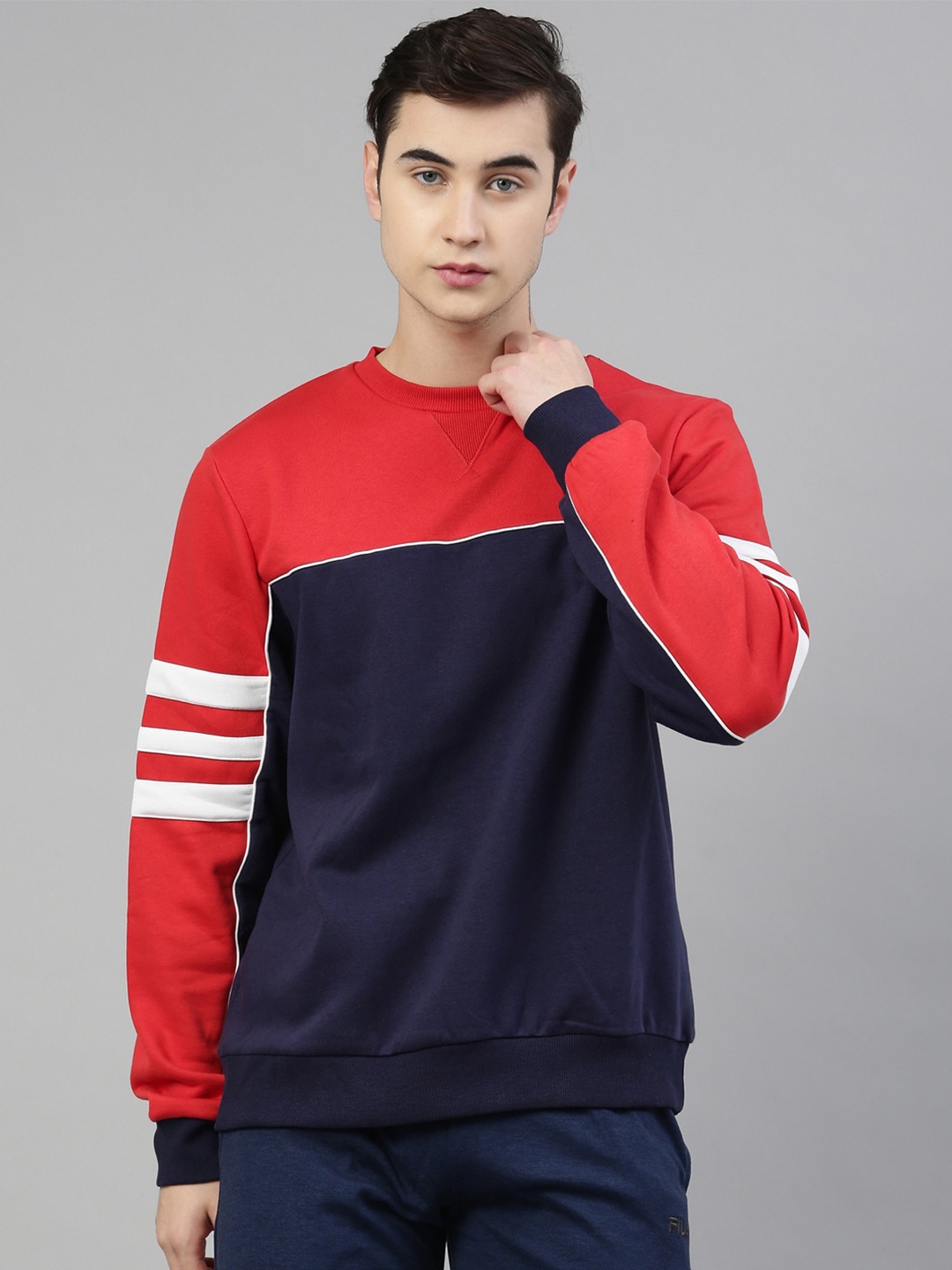 

FILA Men Blue & Red Striped Pullover