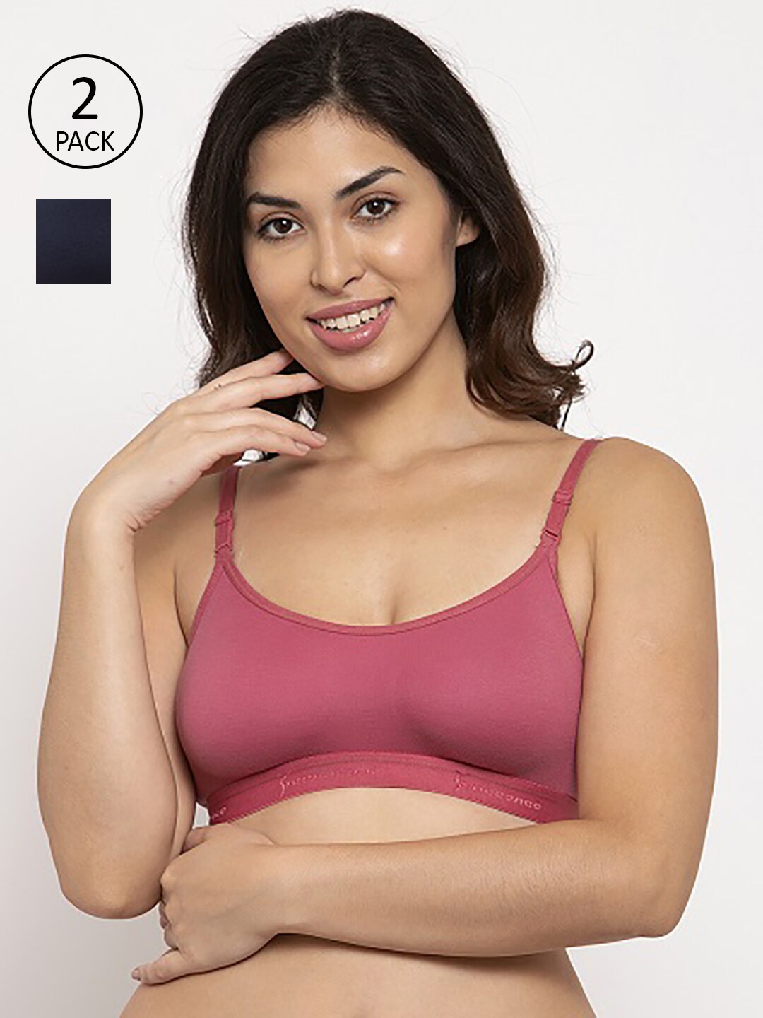 

Innocence Pink & Black Non Padded Non Wired Sports Bra