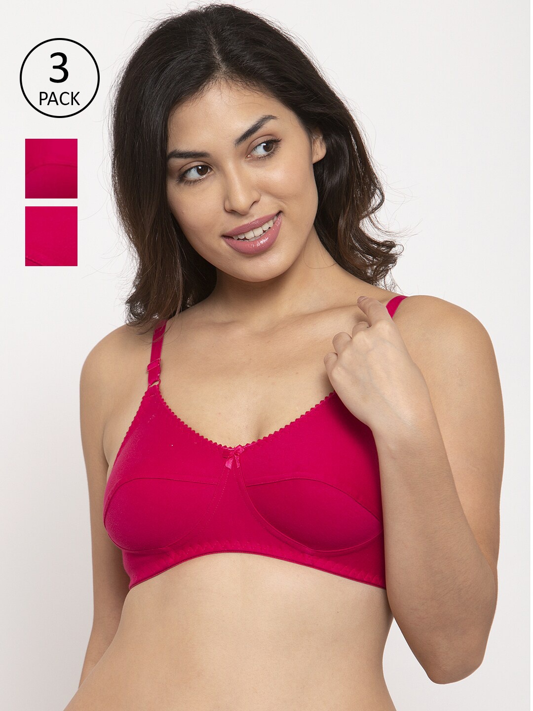 

Innocence Fuchsia Pack Of 3 Non Padded Non Wired Cotton Bra