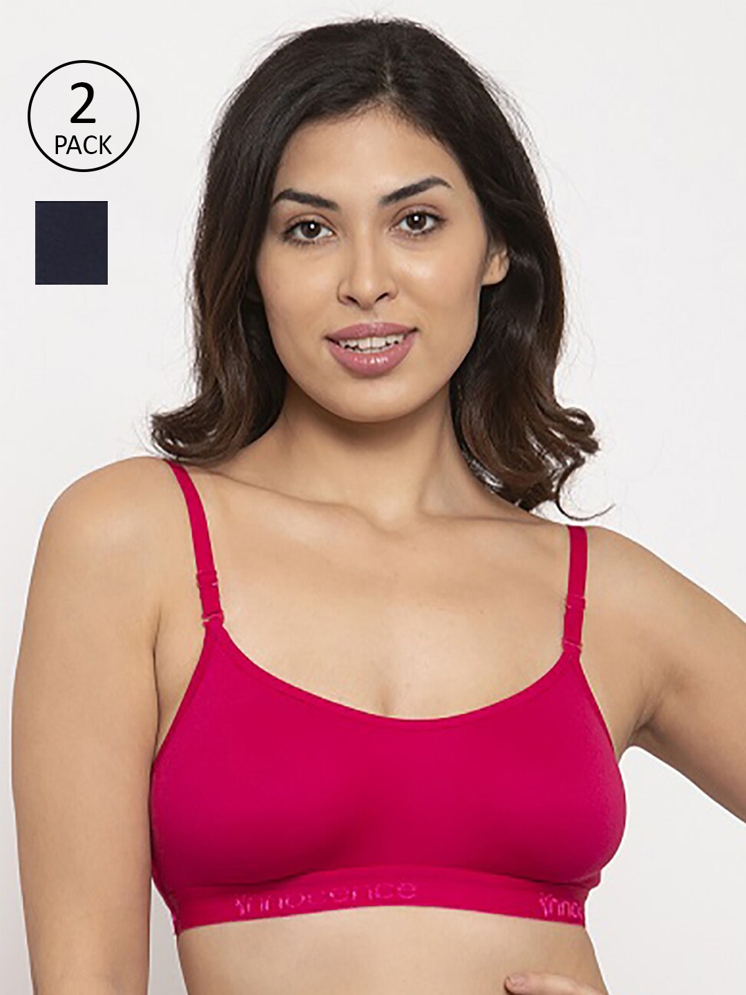 

Innocence Black & Pink Set Of 2 Solid Full Coverage Everyday Bra