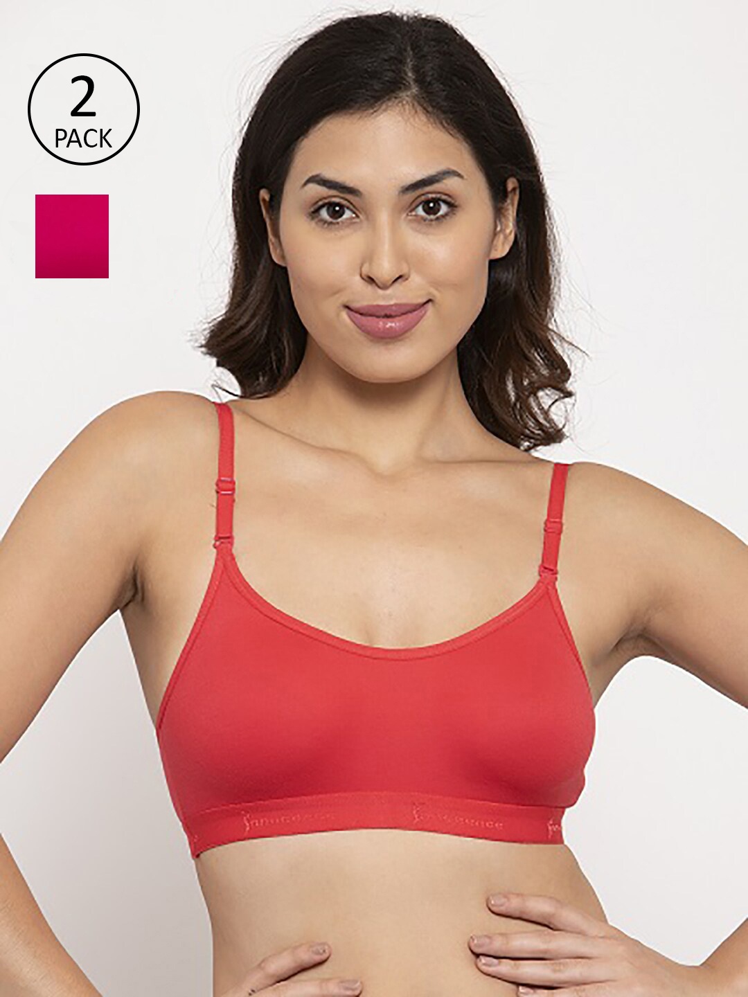 

Innocence Red & Magenta Solid Pack of 2 Non Padded Non Wired Everyday Bra