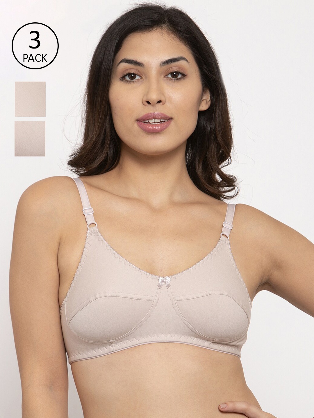 

Innocence Nude-Coloured Solid Pack of 3 Non Padded Non Wired Everyday Bra
