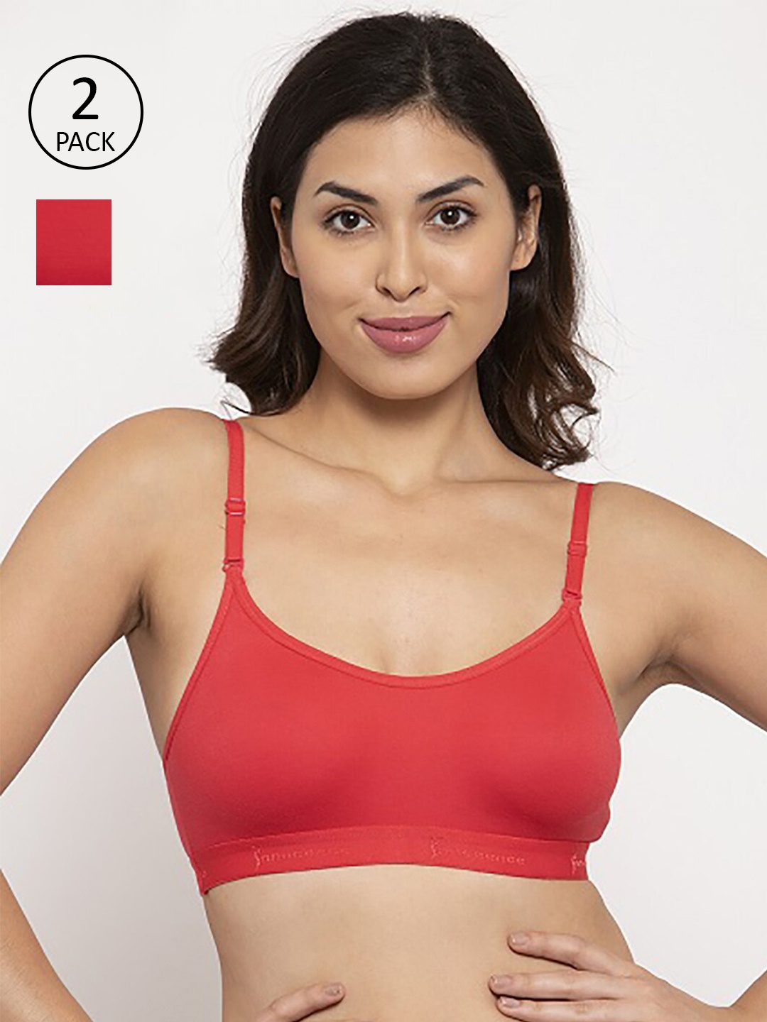 

Innocence Pack of 2 Red Solid Non Wired Full Coverage Everyday Bra