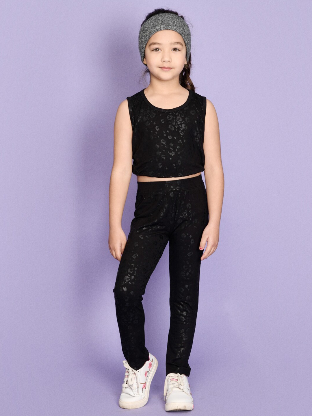 

LilPicks Girls Black Top with Leggings