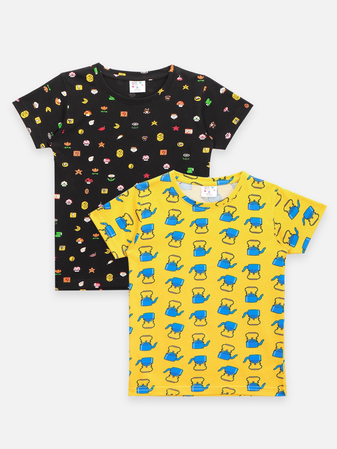 

LilPicks Boys Pack Of 2 Cotton Relaxed Fit T-shirts, Yellow
