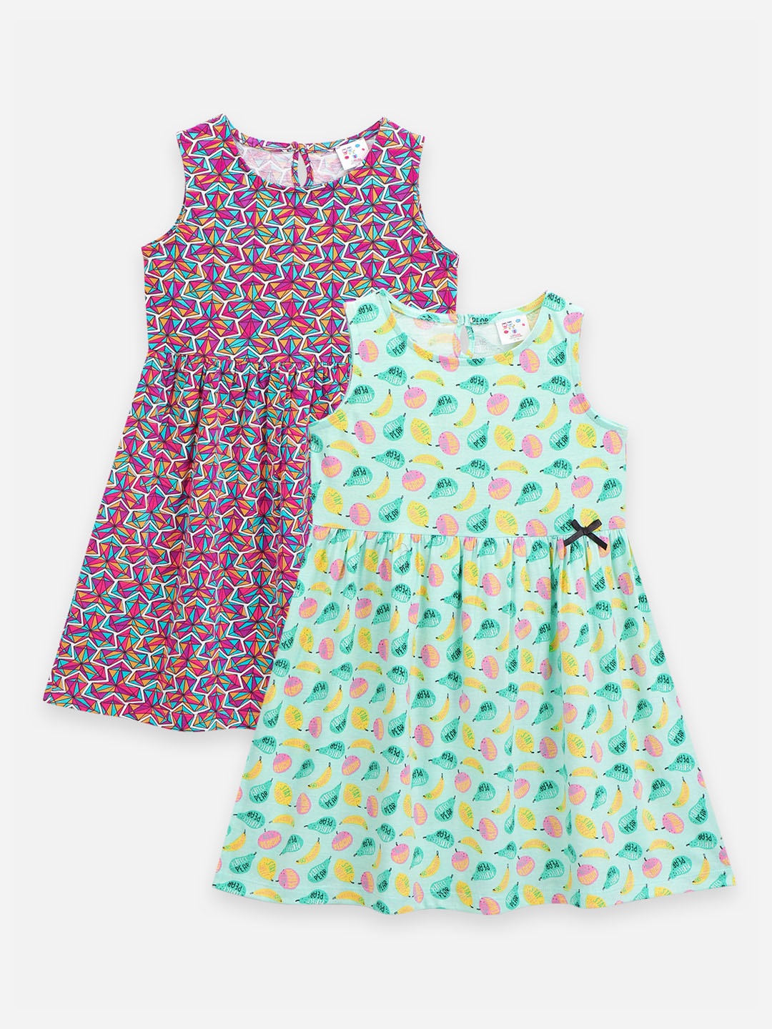 

LilPicks Girls Pack of 2 Printed Dresses, Purple