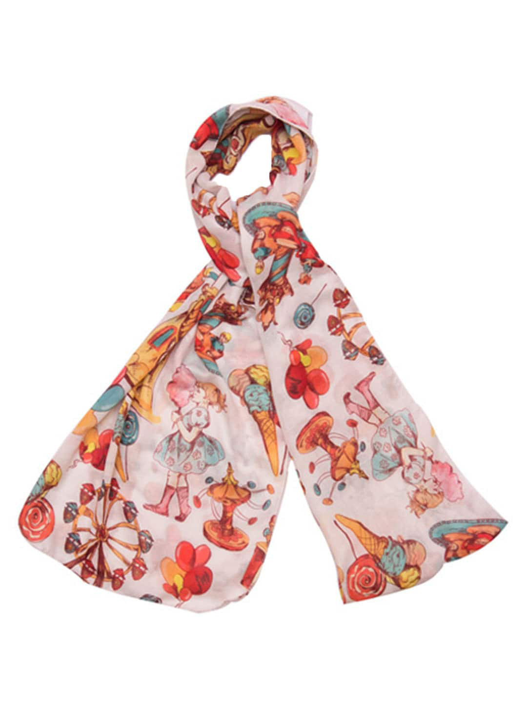 

BandBox Women White & Red Printed Stole