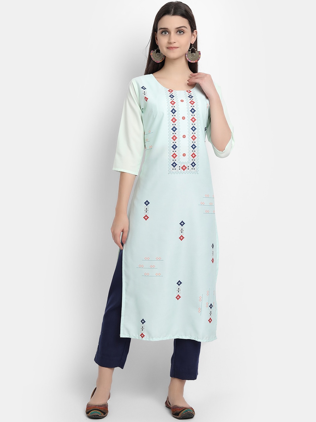 

7Threads Women Green Ethnic Motif Crepe Kurta