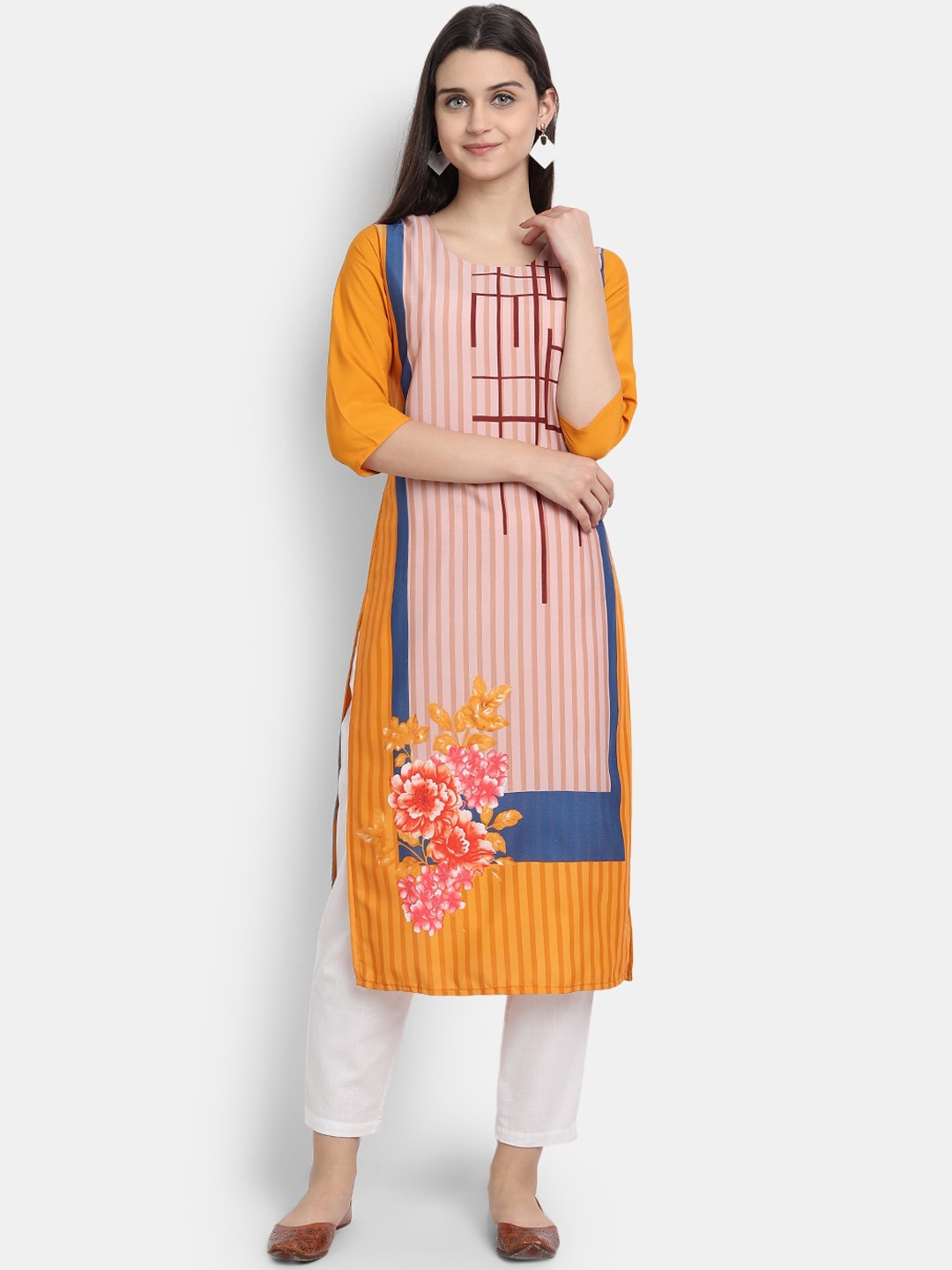 

7Threads Women Multicoloured Geometric Crepe Kurta, Multi