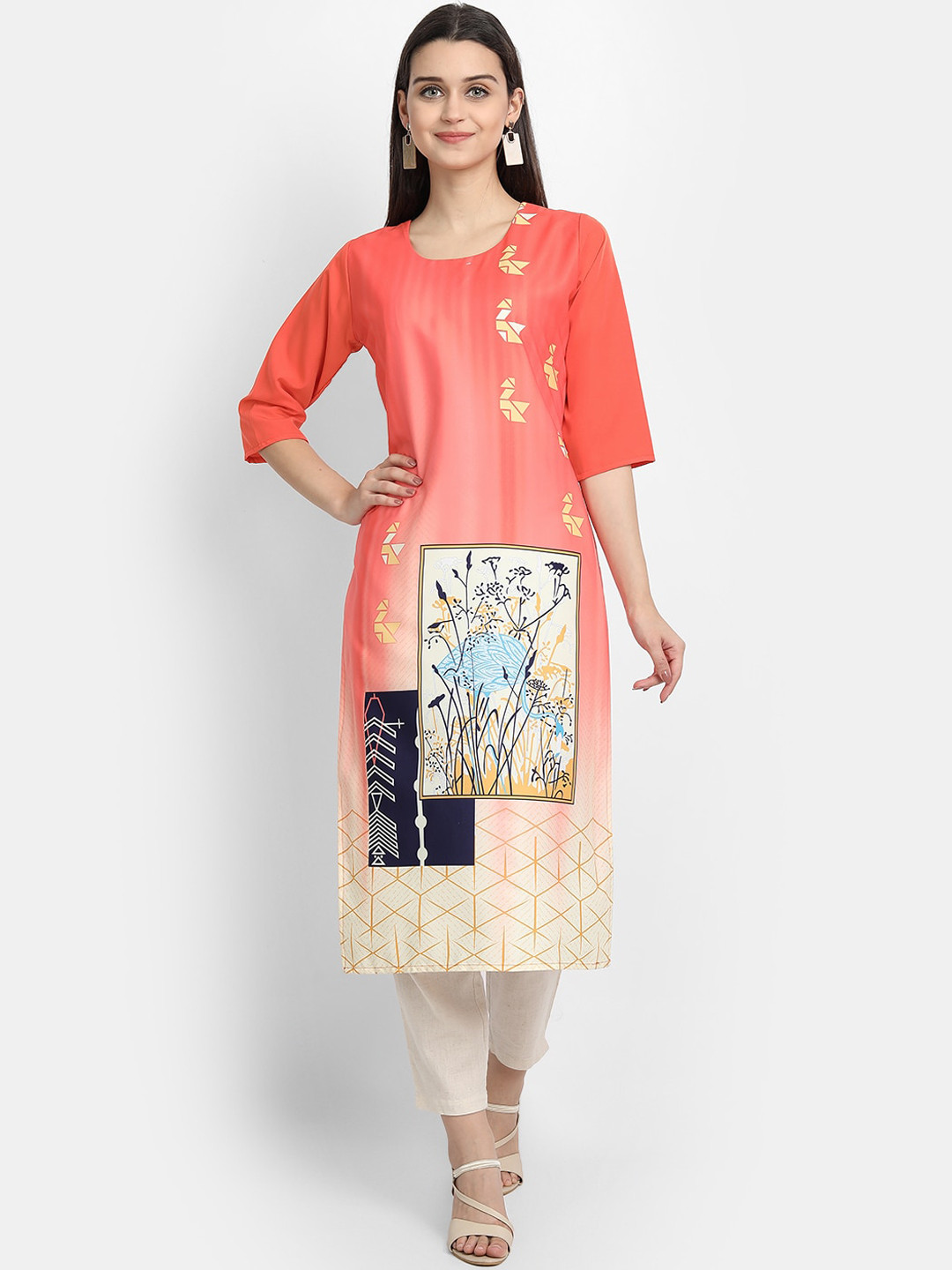 

7Threads Woman Multicoloured Printed Crepe Kurta, Multi