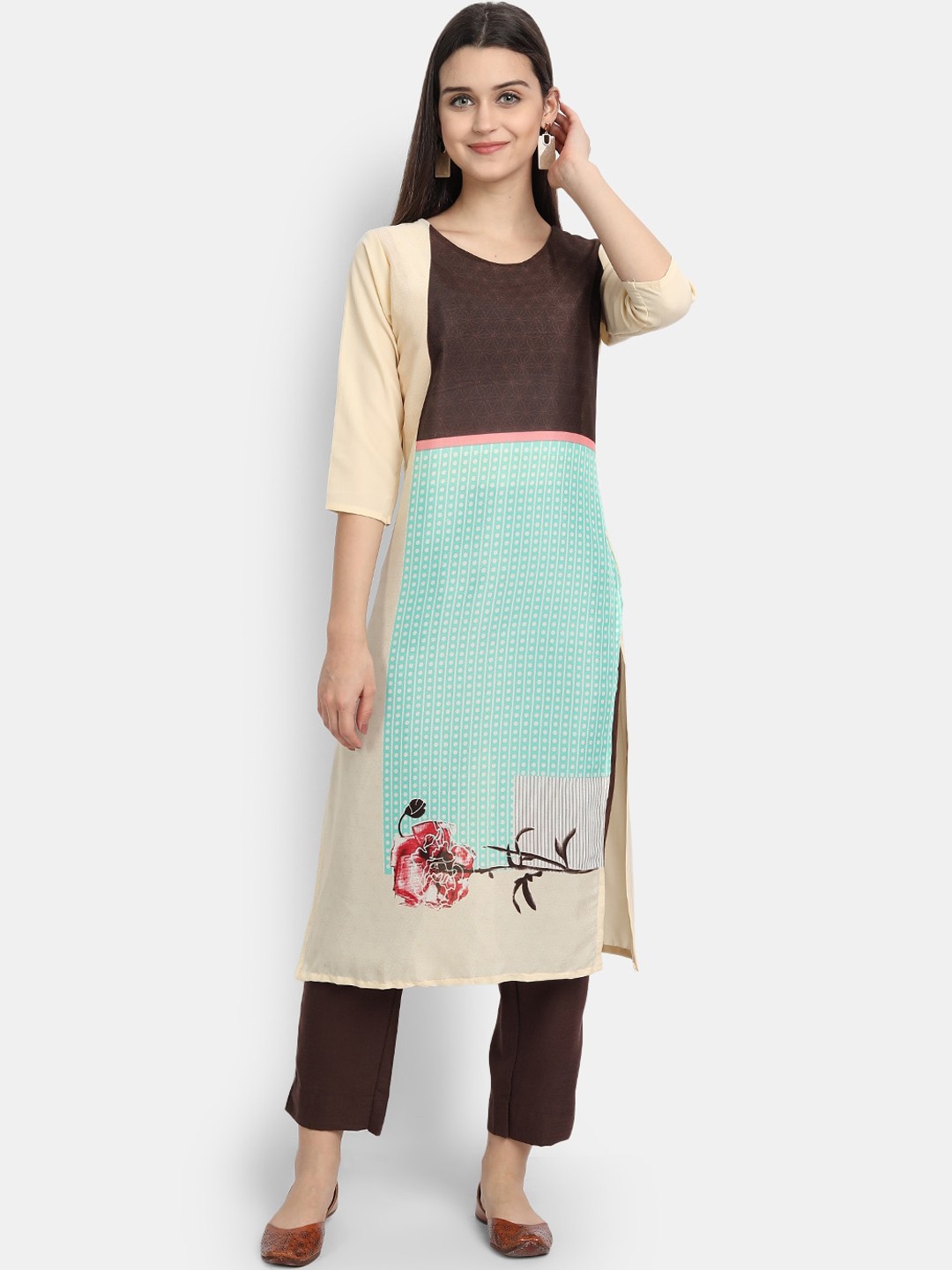 

7Threads Women Multicoloured Printed Crepe Kurta, Multi