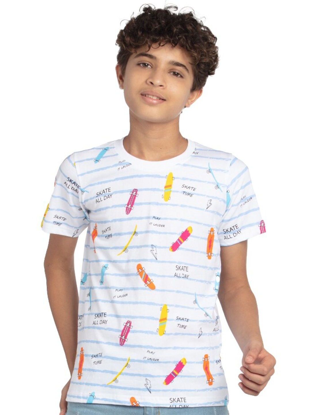 

UNDER FOURTEEN ONLY Boys White Printed T-shirt