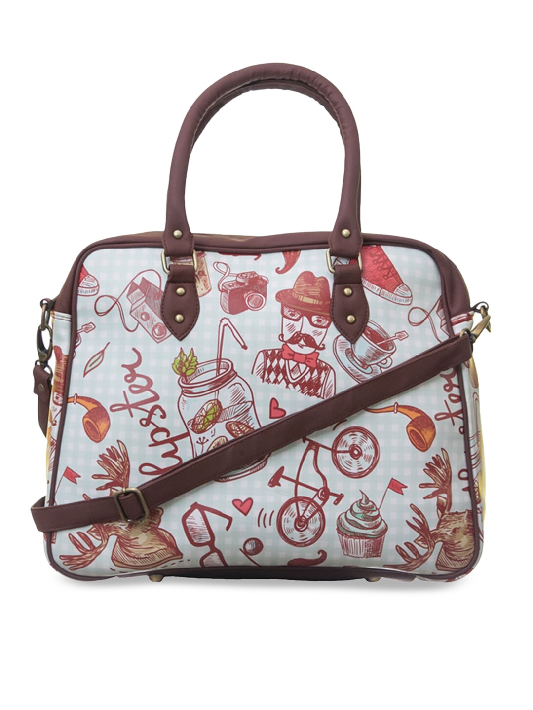 

BandBox Red Printed PU Structured Handheld Bag