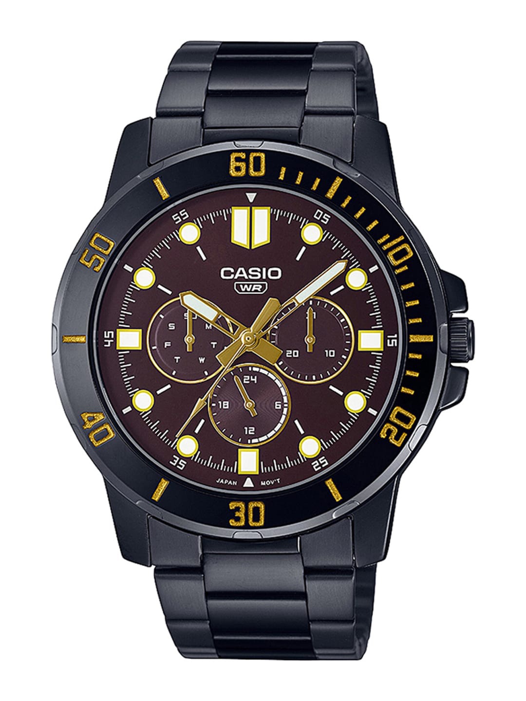 

CASIO Men Brown Dial Stainless Steel Bracelet Style Straps Analogue Watch A1985