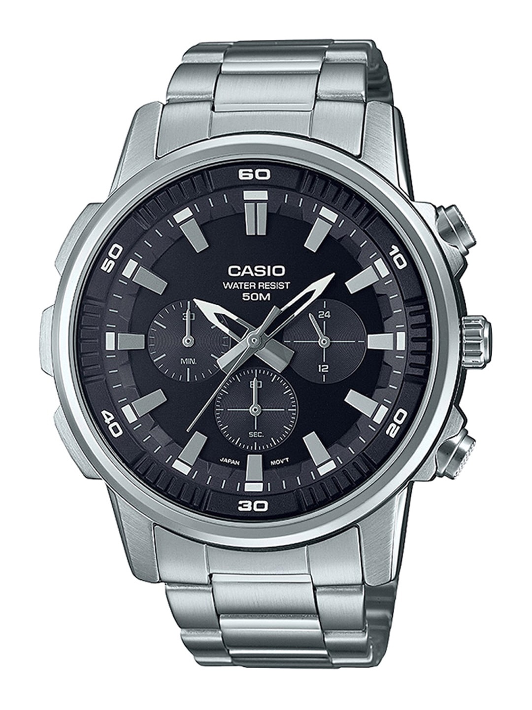 

CASIO Men Black Dial & Silver Toned Bracelet Style Straps Analogue & Digital Watch