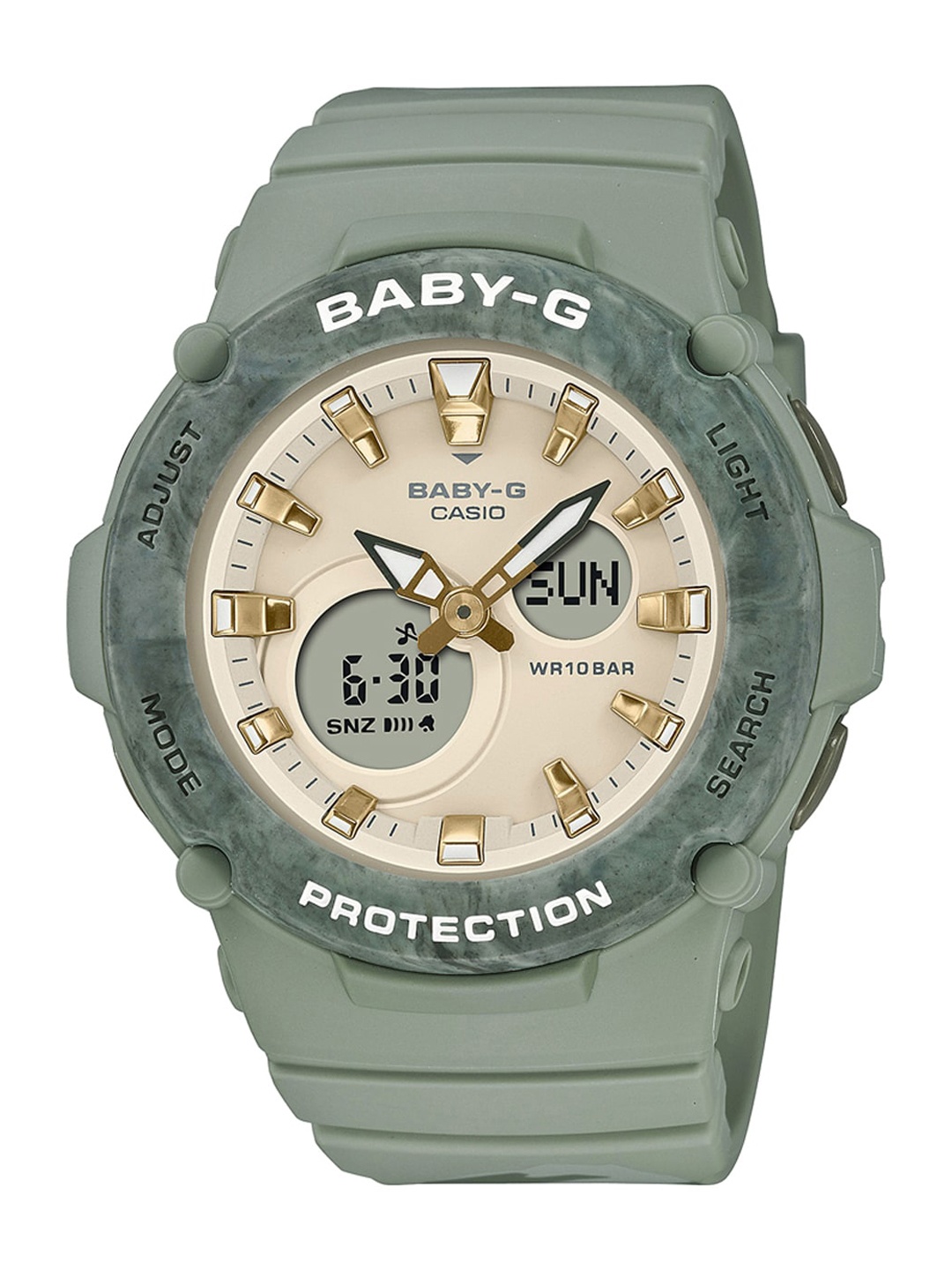 

CASIO Women Beige Dial & Green Straps Analogue and Digital Multi Function Watch - BX196