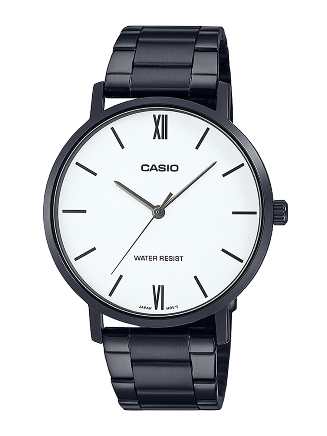 

CASIO Men White Dial & Black Stainless Steel Bracelet Style Straps Analogue Watch A1975