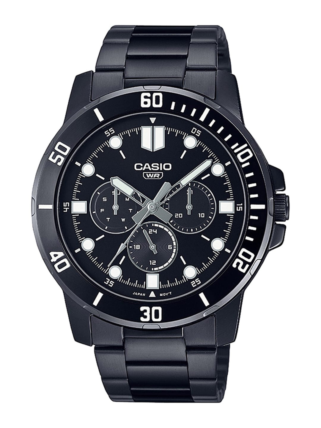 

CASIO Men Black Dial & Black Stainless Steel Bracelet Style Straps Watch