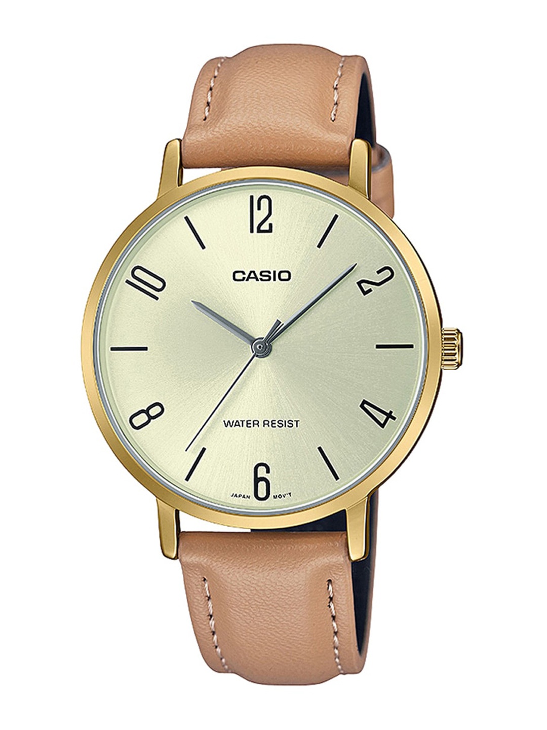 

CASIO Women Silver-Toned Dial & Brown Leather Straps Enticer Ladies Analogue Watch
