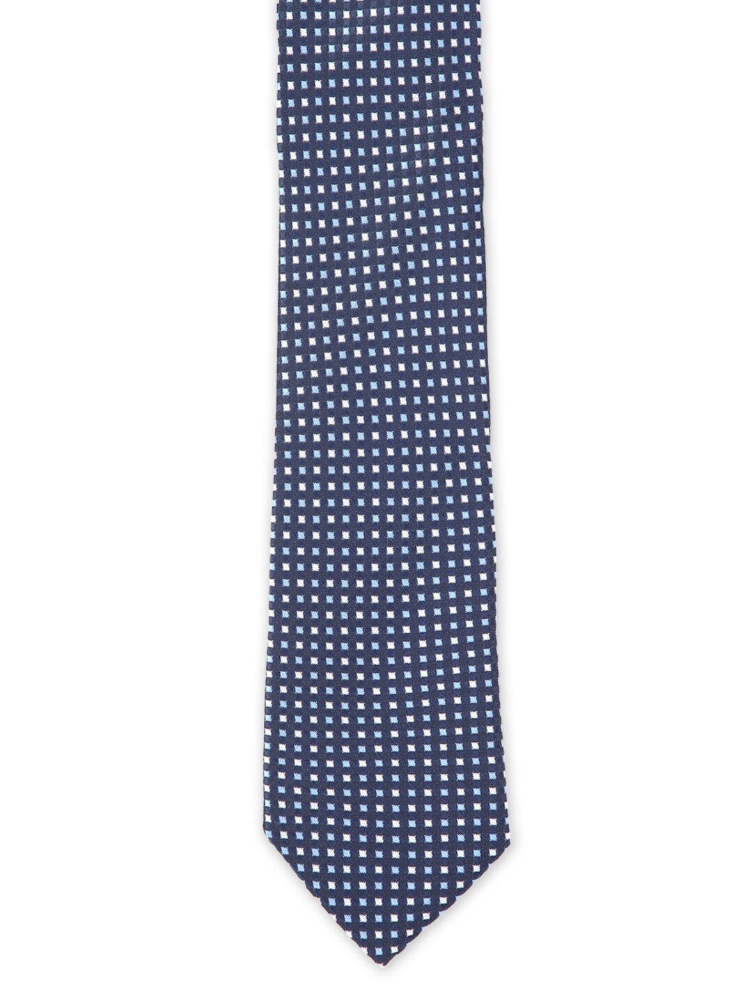 

Van Heusen Men Navy Blue & White Checked Skinny Tie