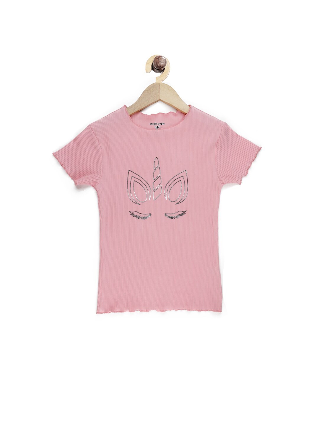 

Stupid Cupid Girls Pink Printed T-shirt