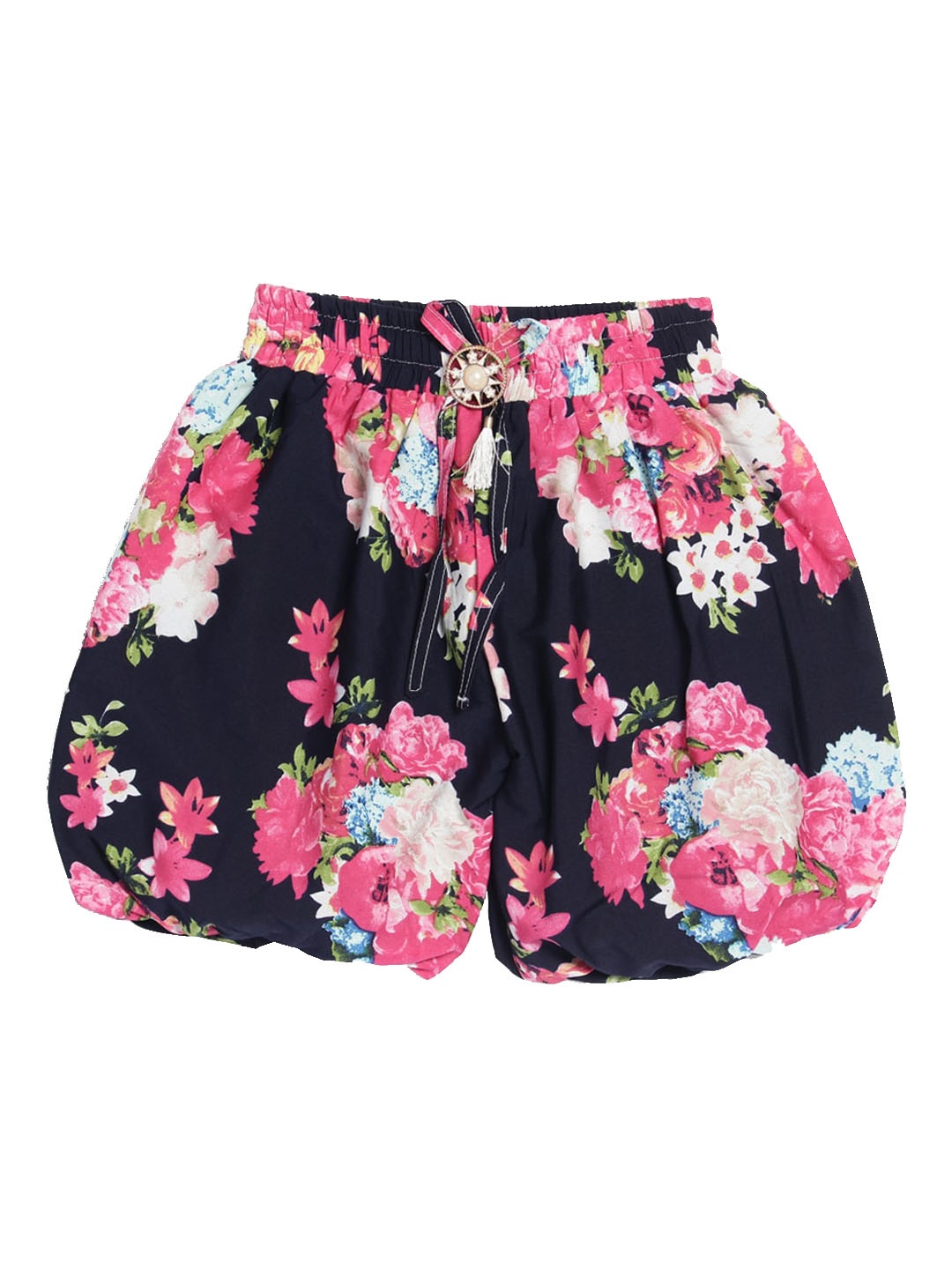 

Fashionable Girls Navy Blue Floral Printed Shorts